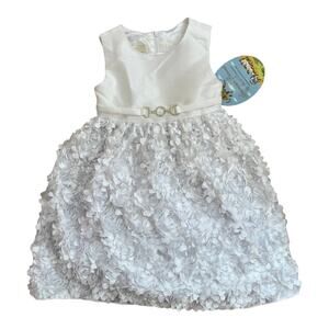 NEW American Princess White Dress Rhinestone Wedding Flower Girl Toddler 2T